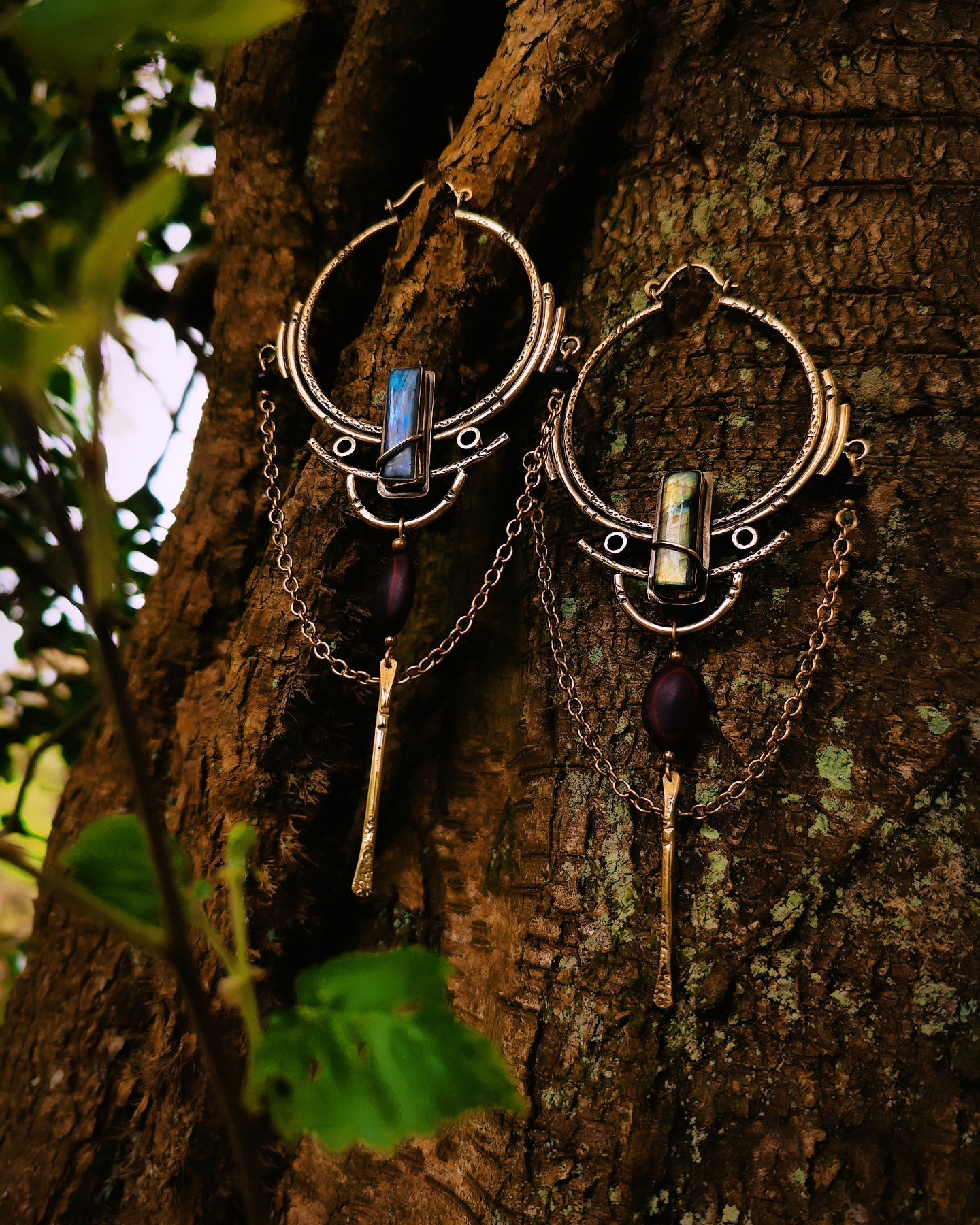 Collection GORGONE créoles labradorite