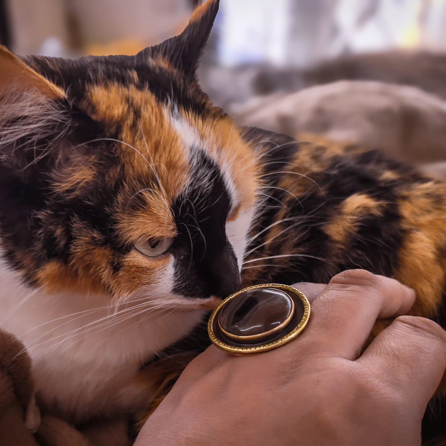 Bague ronde - agate noire