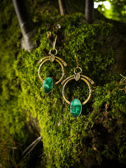 Collection GORGONE Créoles mini malachite