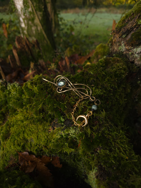 Barrette broche labradorite