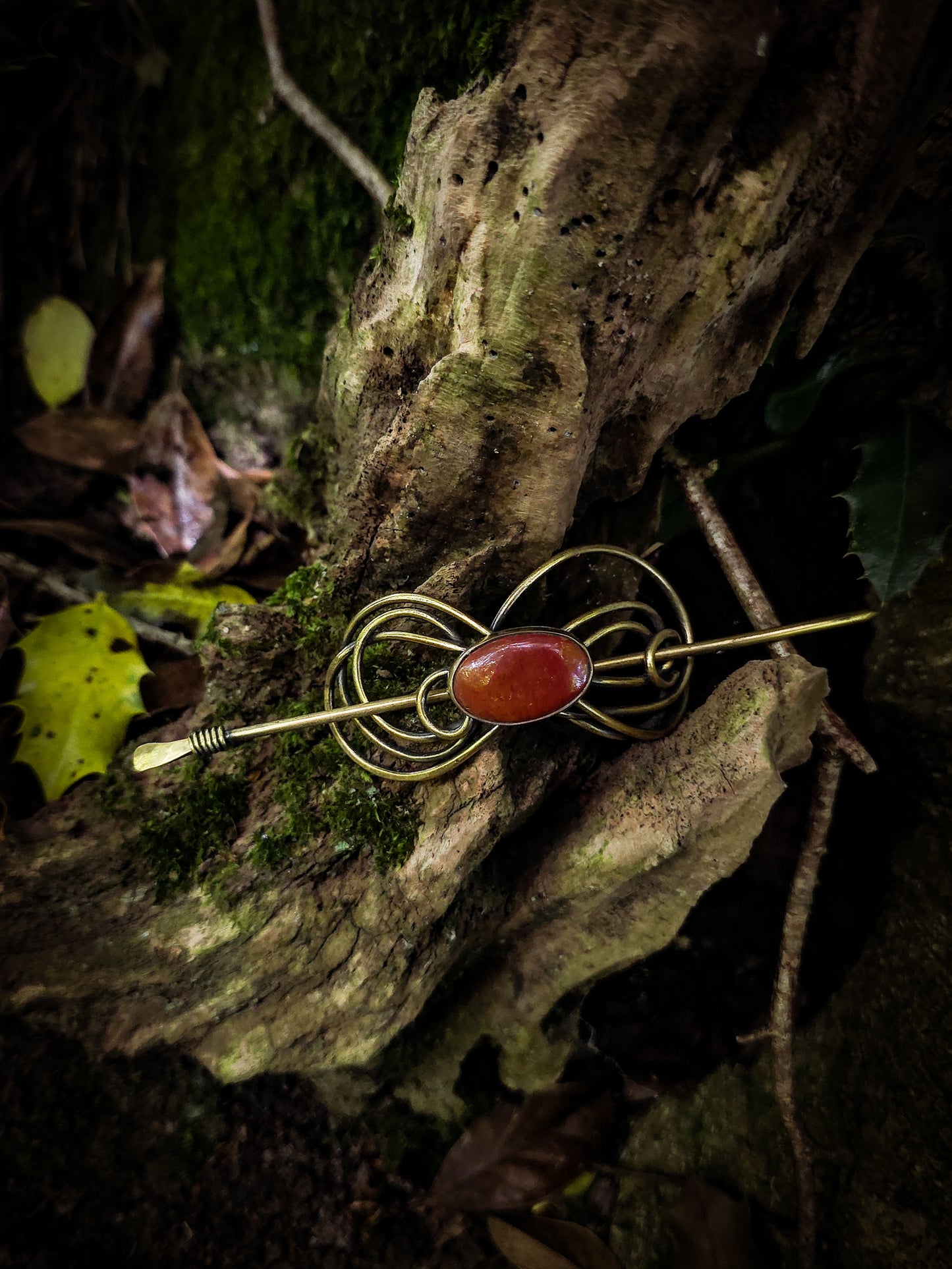 Barrette à cheveux jaspe rouge