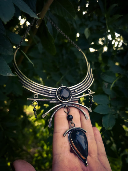 Collier GORGONE en obsidienne