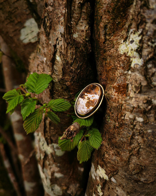 Bague Écorce en jaspe paysage