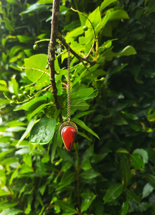 Collier FULL MOON mokaite rouge