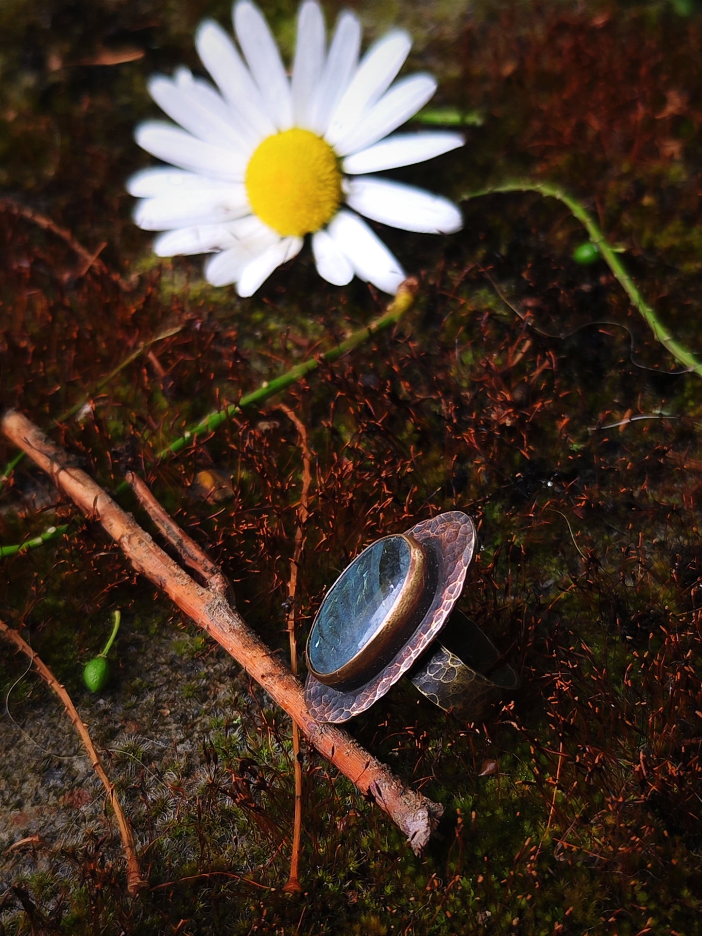 Bague texturée labradorite