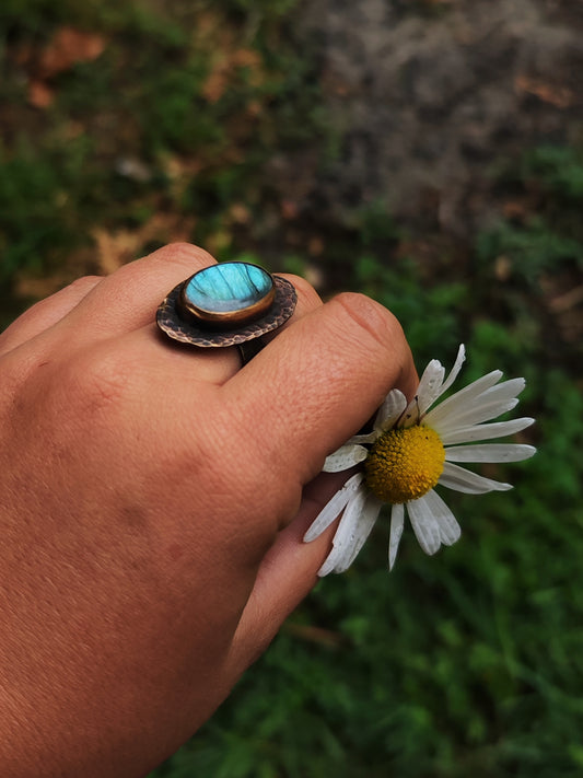 Bague texturée labradorite