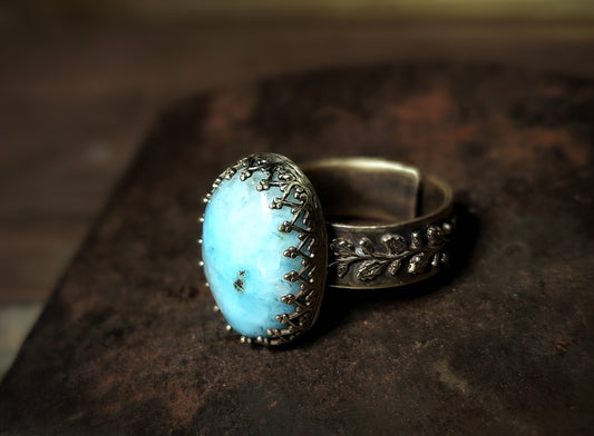 YULE Collection Les Givrés - Bague EDELWEISS larimar