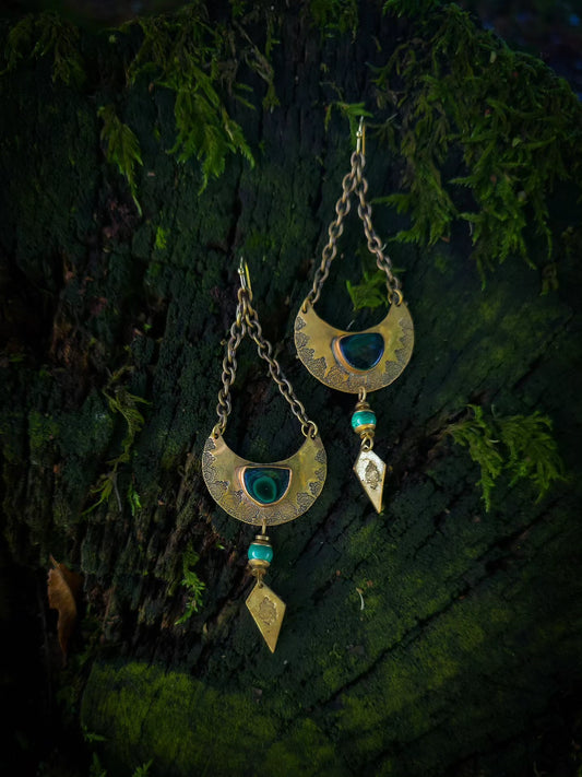Collection MOONCHILD Boucles d’oreilles Malachite