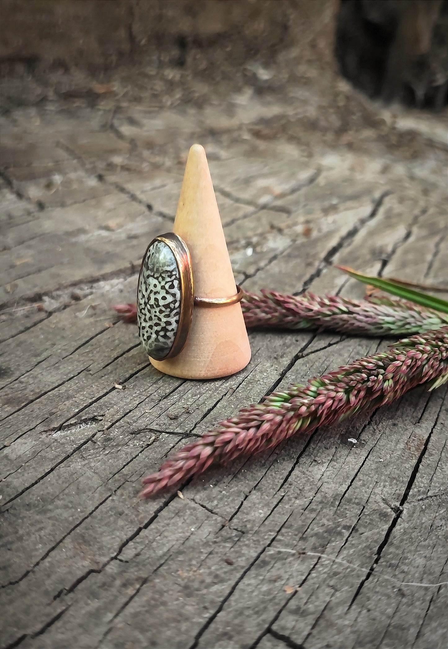 Bague corail fossile