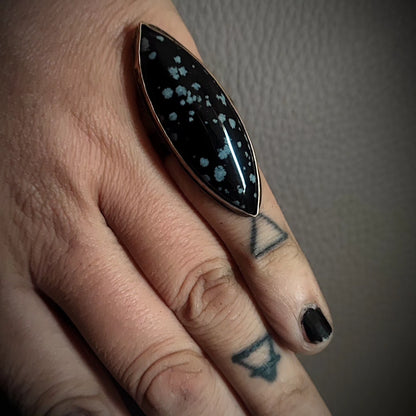 Bague obsidienne neige