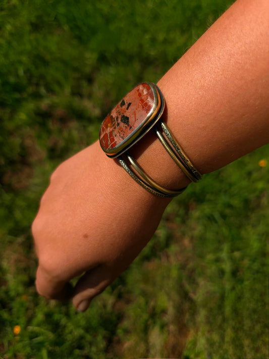 Bracelet manchette jaspe rouge